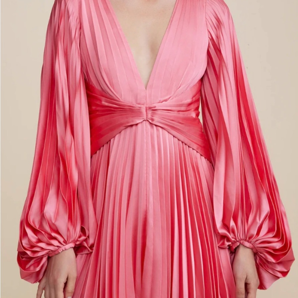 Acler Palms Pleated Satin Mini Dress - Size 4